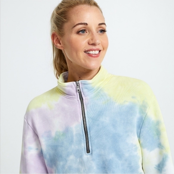 SOULCYCLE X Cotton Citizen Tie Dye 1/4 Zip Crop Sweatshirt Women's Size Medium - Picture 9 of 11